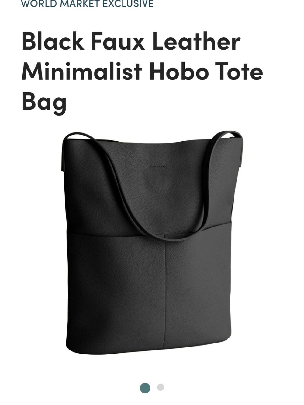 Classic Black Vegan Leather Shoulder Bag - World Market Exclusive - Picture 2 of 4